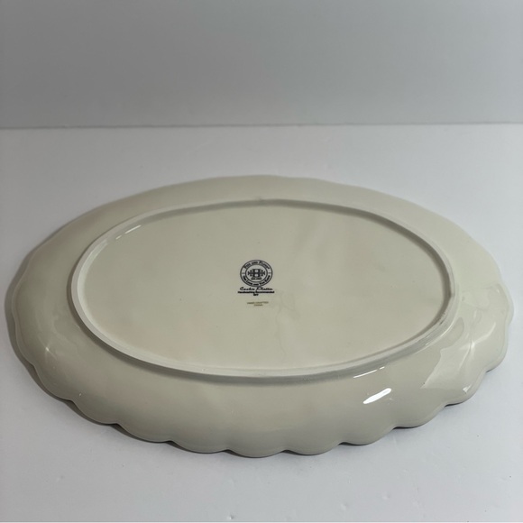 Fitz and Floyd White Ribbon Holly Earthenware Holiday Treats Cookie Platter - Picture 4 of 10